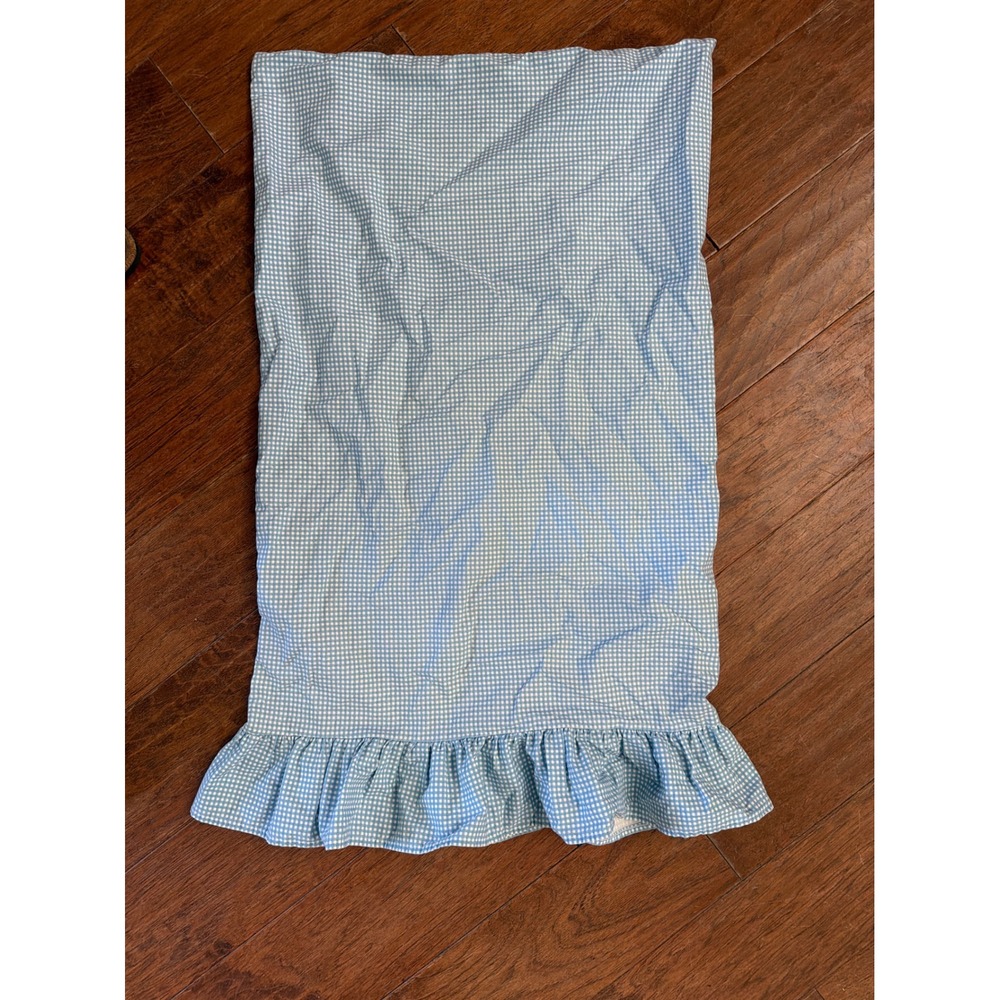 Ralph Lauren Blue Gingham Ruffle Standard Pillowcase 100% Cotton Made in USA